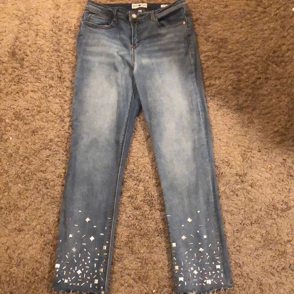 Rhinestones Distressed Jeans